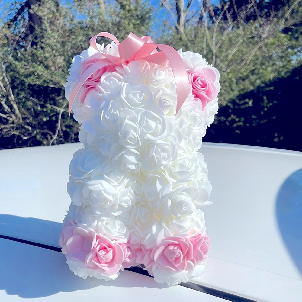 Precious rose bear for new arrival of a baby girl or in any special occasion